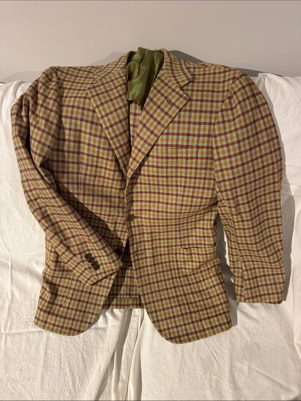 Vintage Kiton Men’s 100% Wool Plaid Sport Coat Made in Italy